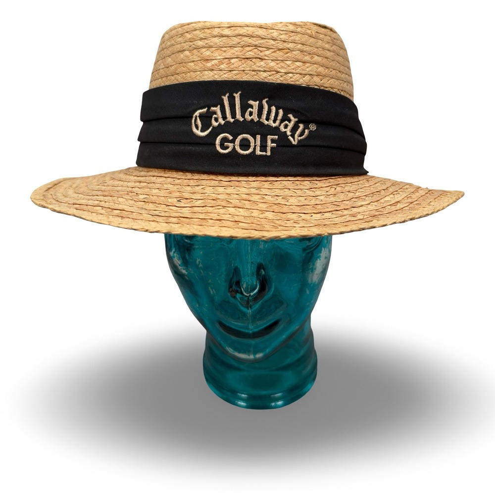 Vintage Callaway Golf Big Bertha Biltmore Straw Hat Tan Black Band Small Medium